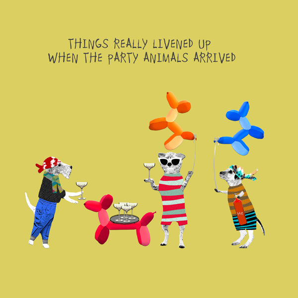 Party Animals with Balloons Card