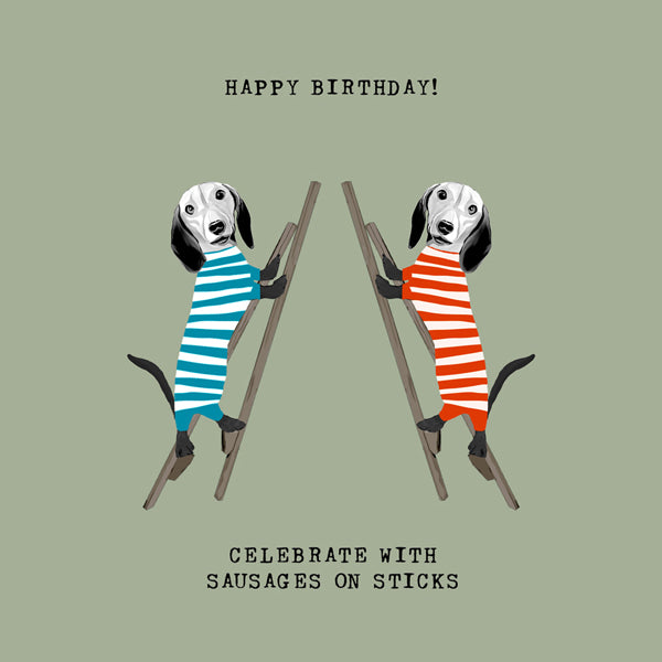 Happy Birthday celebrate with sausages on sticks