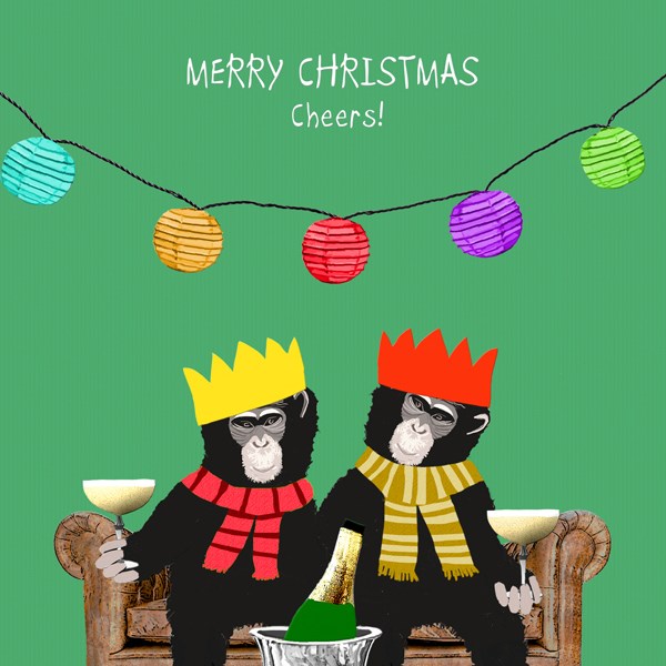 Cheers Champagne Christmas Card