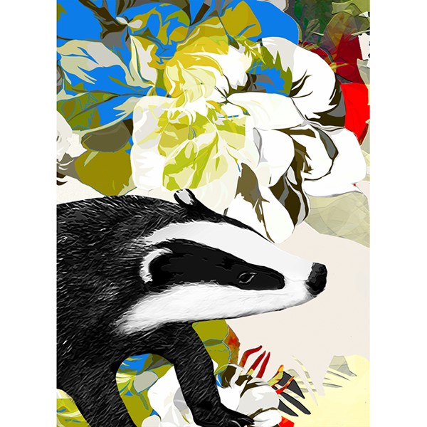 Badger and Flowers Card