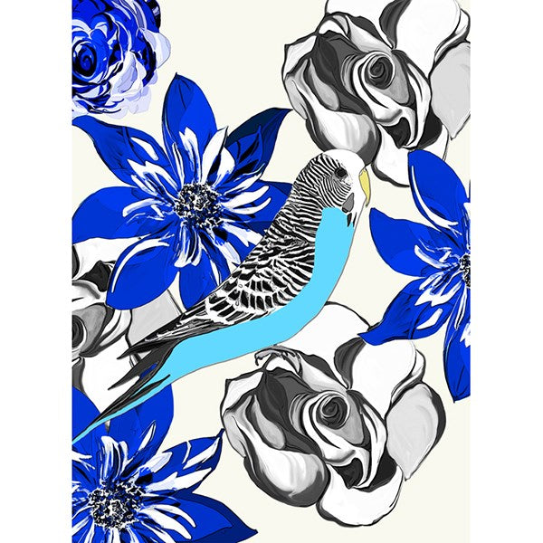 Budgie and Flowers Card