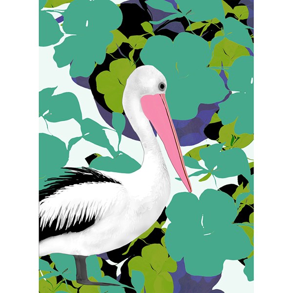 Pelican and Flowers Card