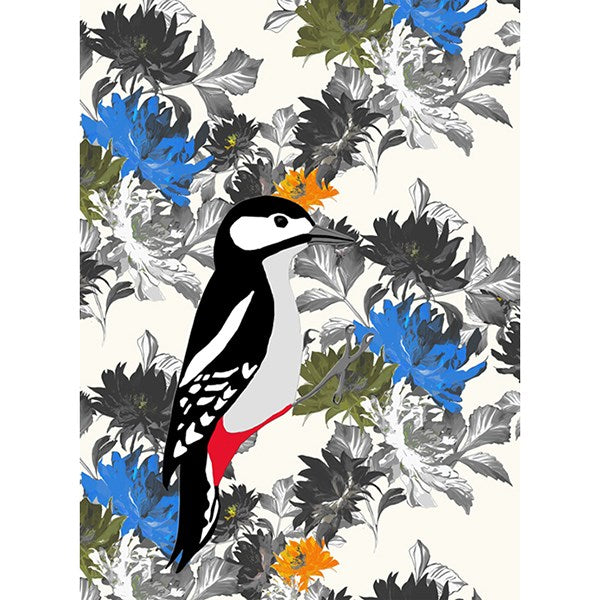 Woodpecker and Flowers Card