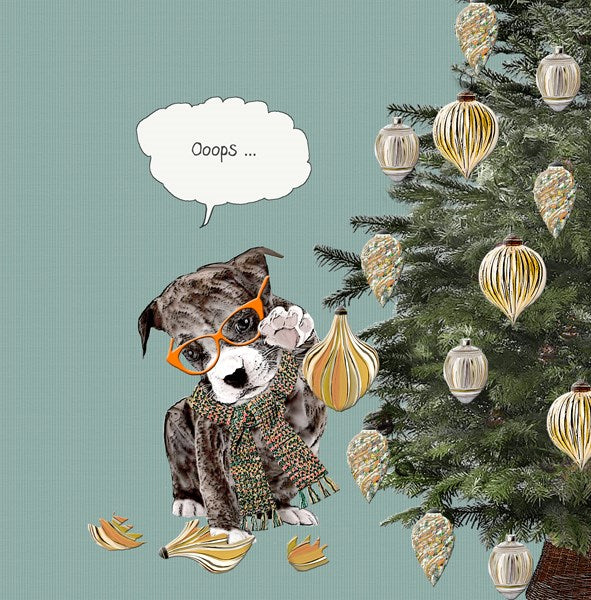 Dog & Baubles Christmas Card