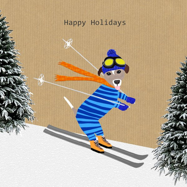 Happy Holidays Card for skier