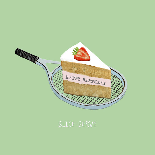 Slice of Victoria sponge on a tennis racket.