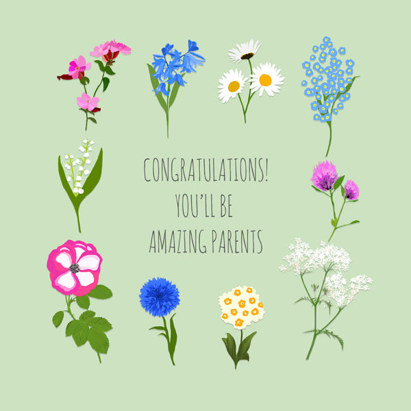 Floral New Baby or Expectant Parent Card