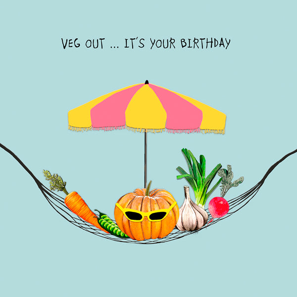 Funny Birthday Card for a Vegetarian, Vegan, Gardener | Veg Out ... It's Your Birthday | Comedy Vegetable Card | Card for Vegetarian Friend