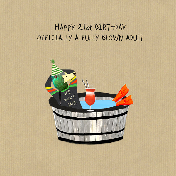 Funny 21st Birthday card ... Officially a fully blown adult