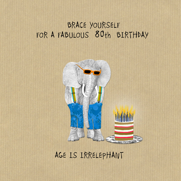 Funny 80th Birthday card ... Age is irrelephant