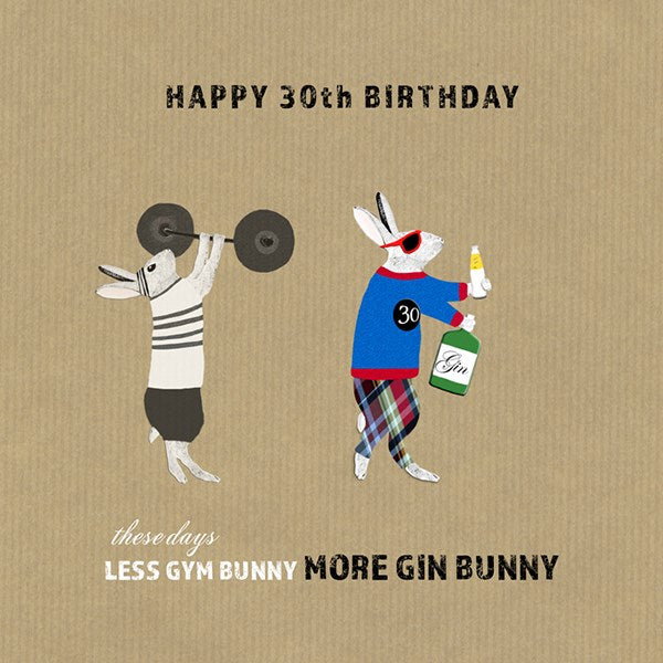 Gym bunny in sportswear lifting weights. Gin bunny holding gin and tonic wearing a 30 badge.