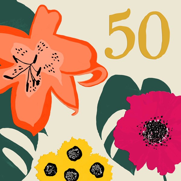 Floral Age 50 Card