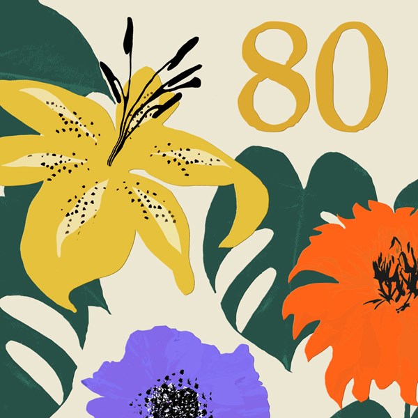 Floral Age 80 Card