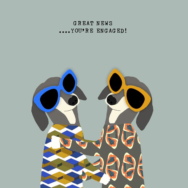 Engagement Card with dogs