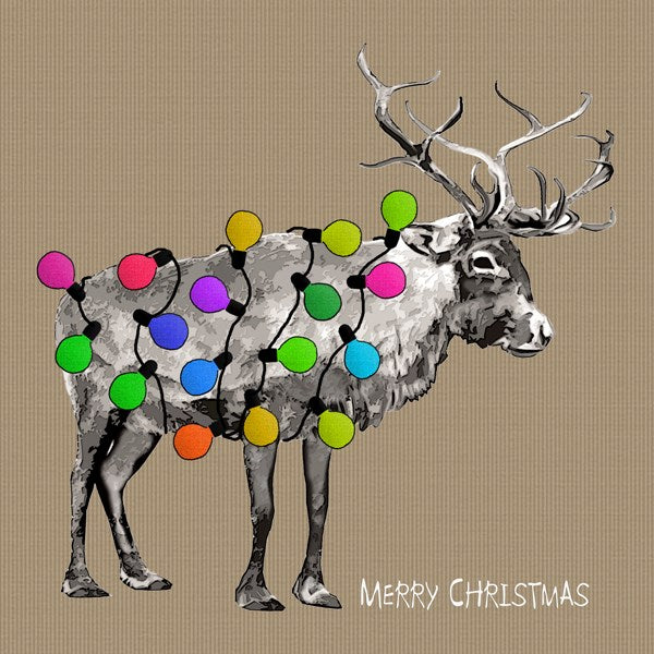 Reindeer with Christmas Lights Card