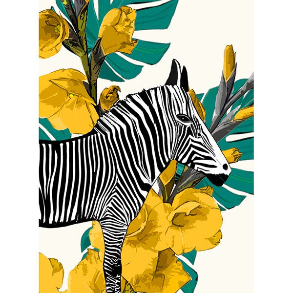 Zebra and Flowers Card
