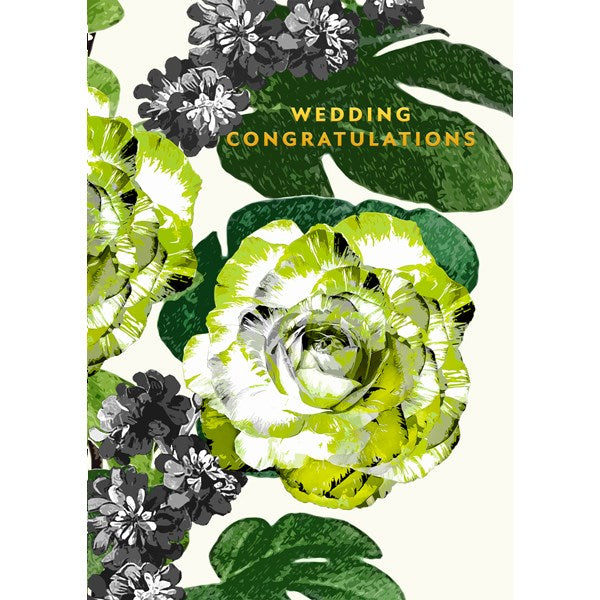 Floral Wedding Congratulations with Gold Text