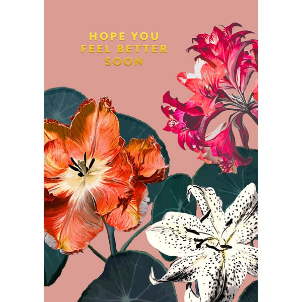 Floral Get Well with Gold Text