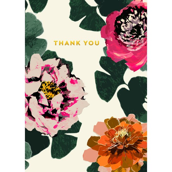 Floral Thank You card with Gold Text
