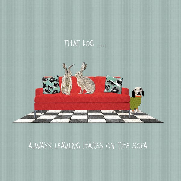 Hares on the sofa Card