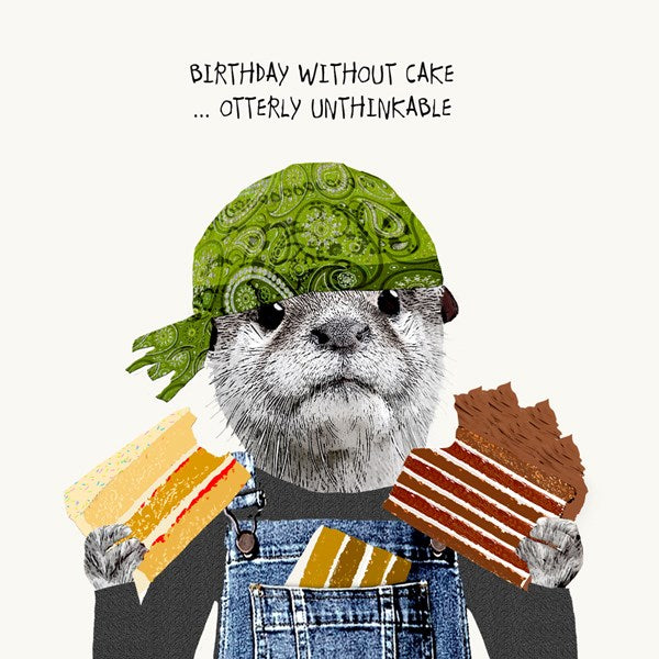 Cake and Otter Birthday Card