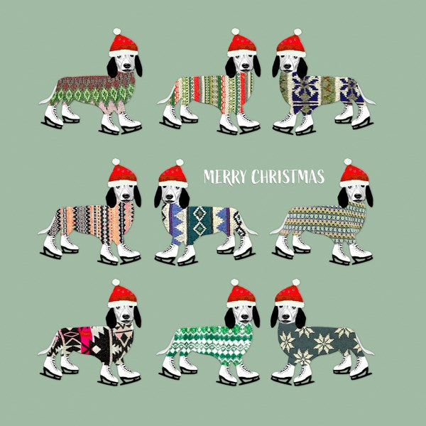 Sausage Dogs in Christmas Jumpers Card