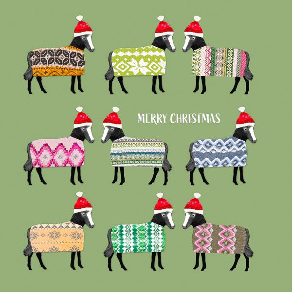Horses in Christmas Jumpers Card