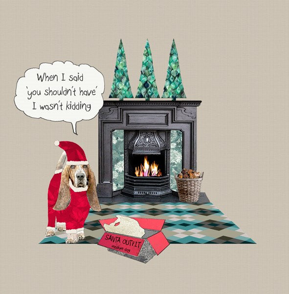 Dog in Santa Costume Christmas Card