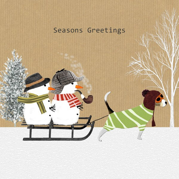 Dogs &amp; Snowmen Christmas Card