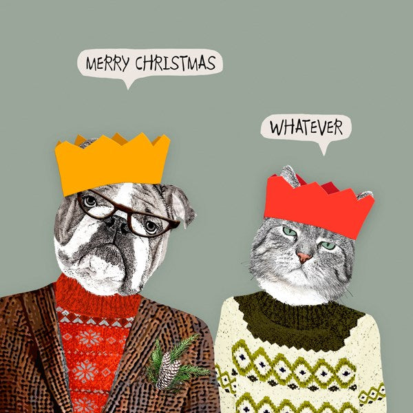 Funny Dog and Cat Christmas Card