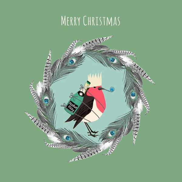 Robin with Fizz Christmas Card